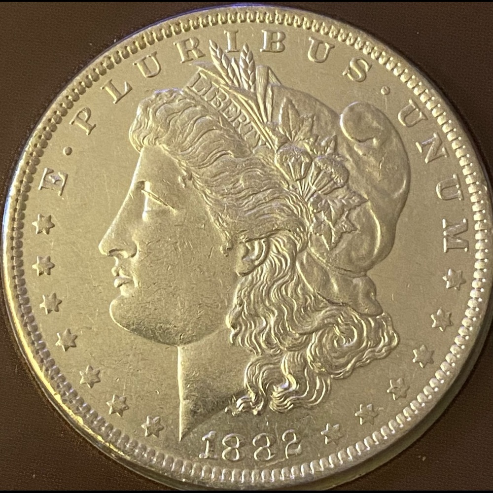 1882-O Morgan Silver Dollar - Masterson Display Card w/ 29c Commemorative Stamp